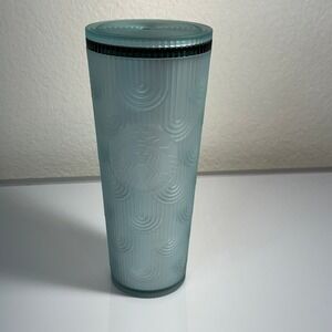 Starbucks 24 fl oz Cold Cup Tumbler Teal Blue Soft Touch Design 2024 Anniversary